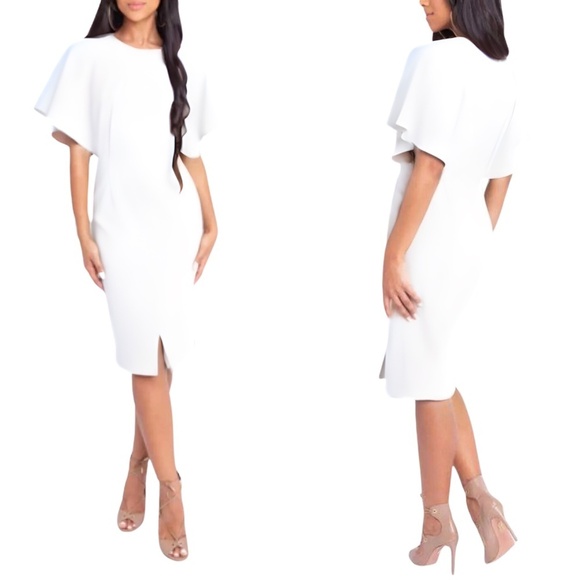 NWT Black Halo Holland Sheath Midi Dress in Porcelain Sz. 2 - Picture 1 of 4